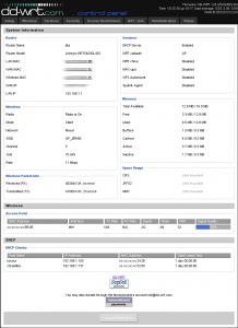 DD-WRT Vstupní obrazovka administrativního rozhraní DD-WRT